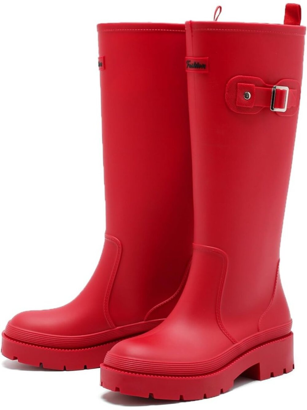 Women's Red Rain Boots Slip-Resistant Waterproof Rubber Muck Fishing Boots